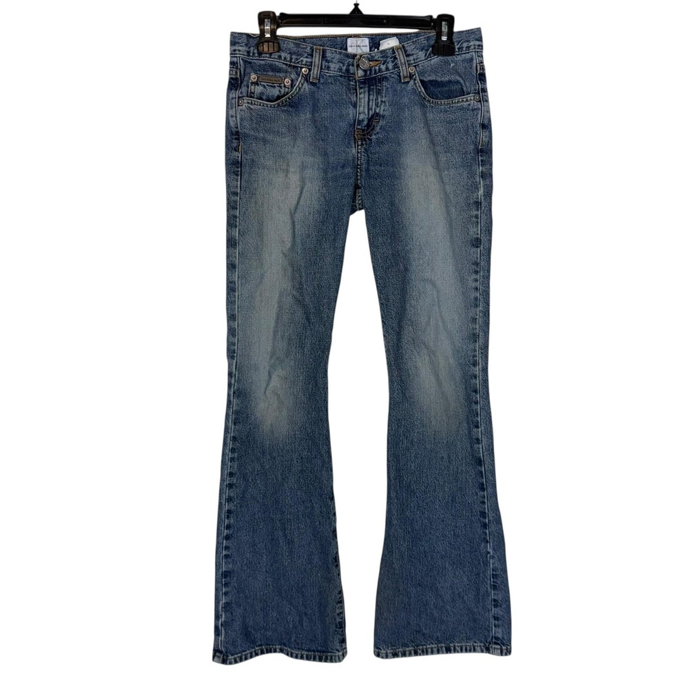 Calvin Klein‎ Jeans Womens 3 Blue Calvin Flare Jean Dark Sandblast Bootcut Denim